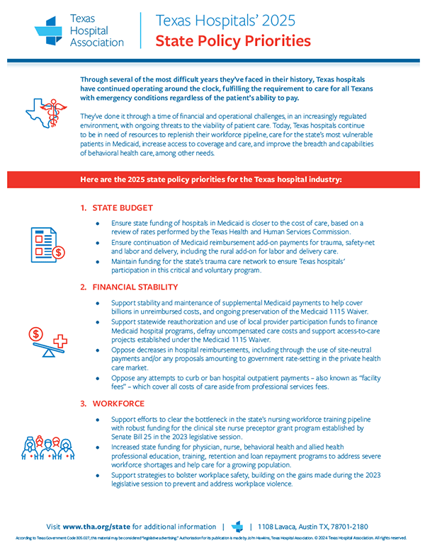 2025 State Policy Priorities - Texas Hospital Association 2025 State Policy Priorities