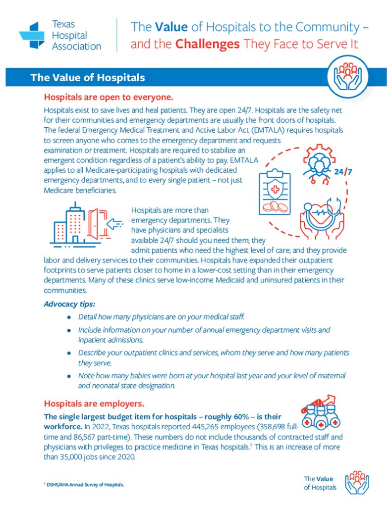 The Value of Hospitals to the Community – and the Challenges They Face to Serve It - Texas Hospital Association