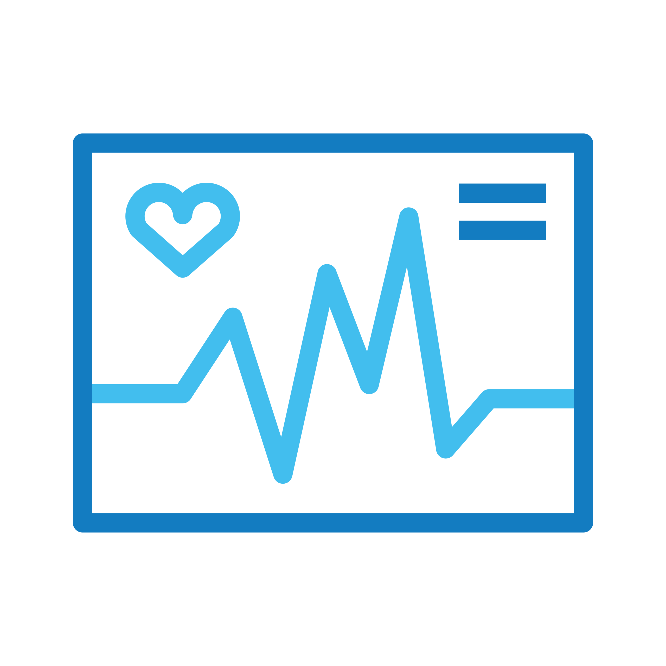 Strata’s Market Share & Trending and Physician Loyalty tools - Texas Hospital Association Stylized medical monitor with a blue heart-rate line and heart icon inside a blue frame.