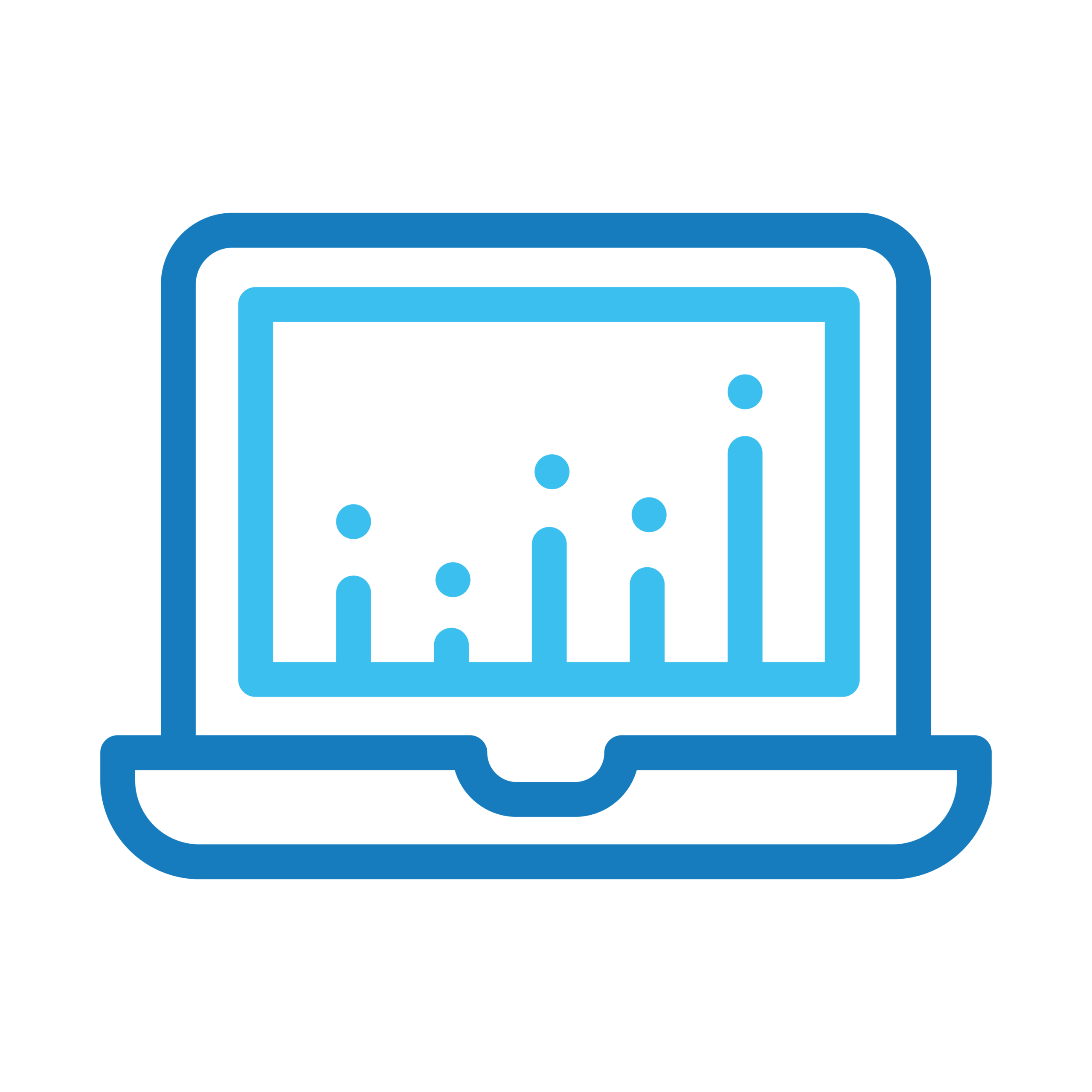 Presentation-ready decks - Texas Hospital Association Laptop icon displaying a blue bar chart on the screen, indicating analytics data