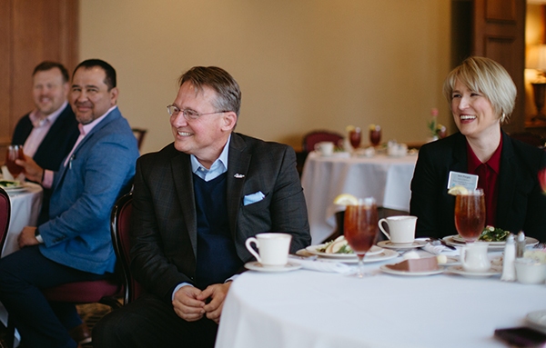 Fellows at lunch, from Texas Hospitals, Sept/Oct 2022 - Texas Hospital Association Leadership Fellows enjoying a lunch together.