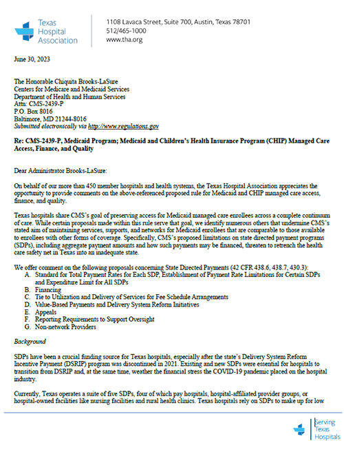 THA-Comment-CMS-Medicaid-Managed-Care-Access-tn - Texas Hospital Association