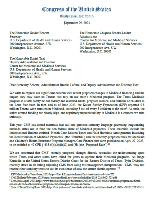 Texas-Rep-Delegation-Letter_Medicaid-Managed-Care-Rule-Final-092923-tn - Texas Hospital Association