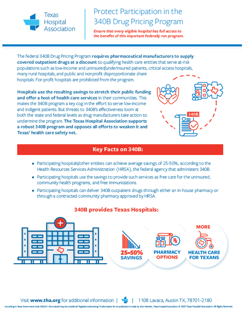 Protect Participation in 340B Drug Pricing - Texas Hospital Association Protect Participation in 340B Drug Pricing