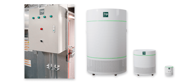 photo of the IVP family of products, from the large cabinet to a small desktop unit
