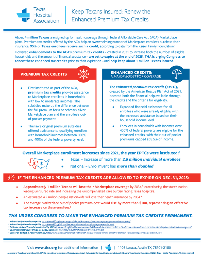 Keep Texans Insured: Renew the Enhanced Premium Tax Credits